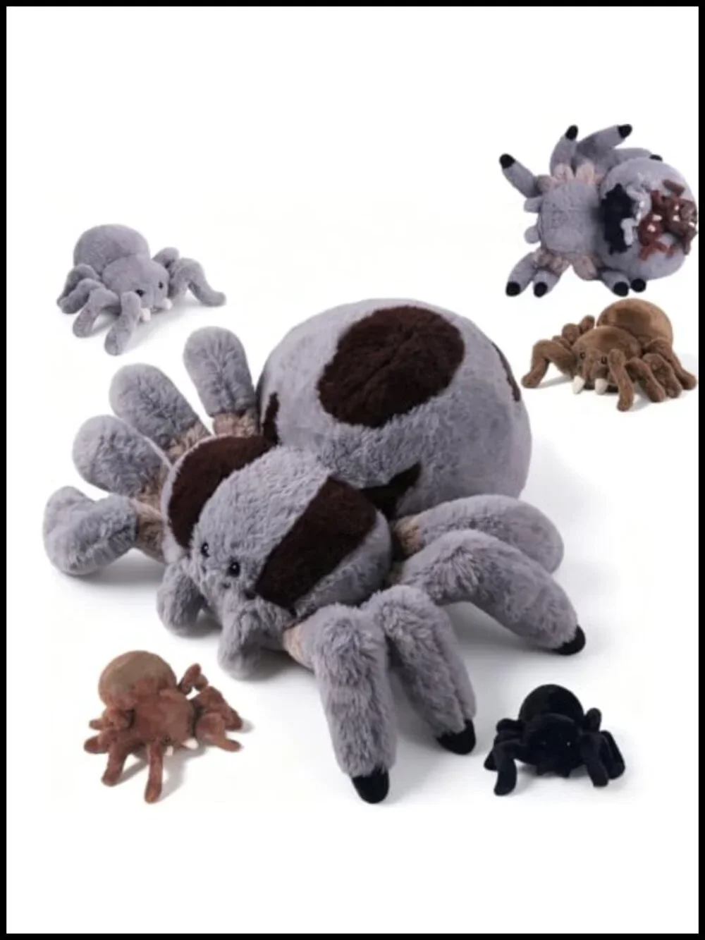 Spider Plush Set with 4 Babies Zippered Belly Halloween Stuffed Animal Toy 14''